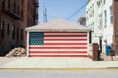 Garage Door Painted Like an American Flag - Let Us Never  Forget 